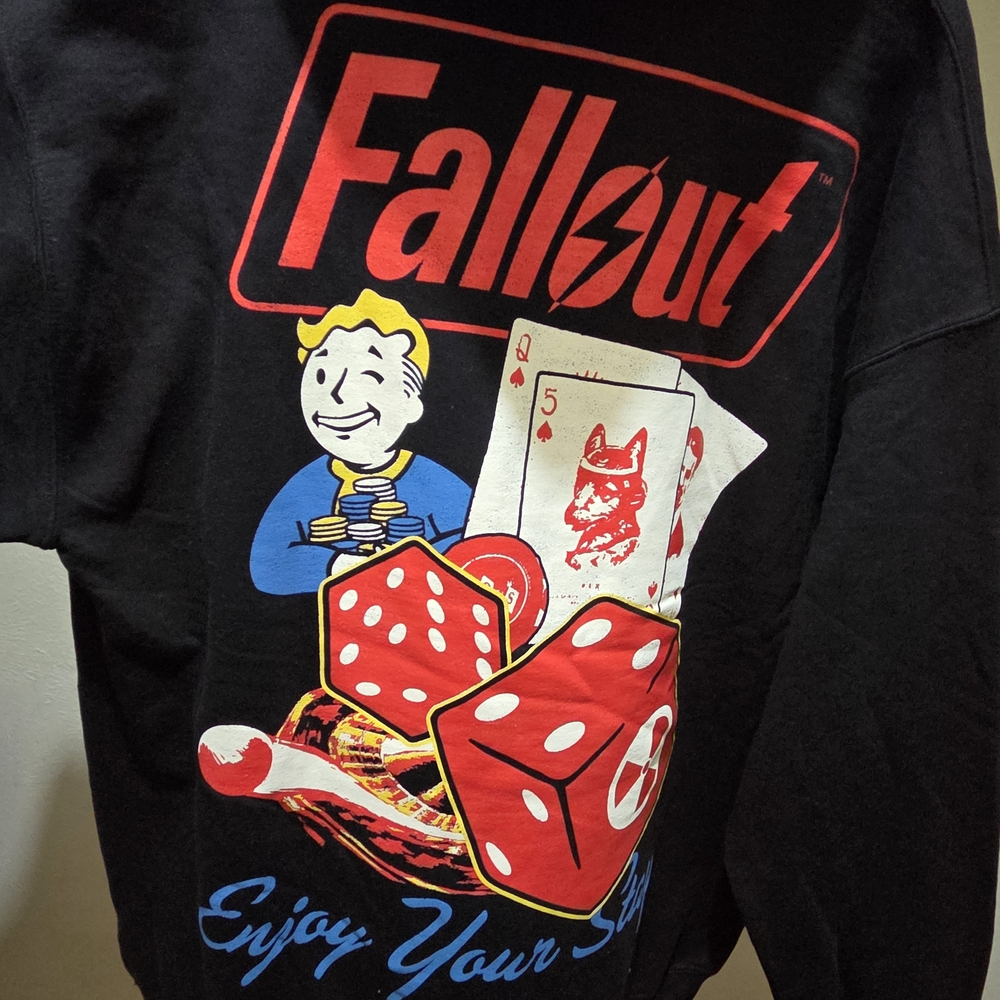 Fallout Graphic Hoodie - Black with Red & Blue Print